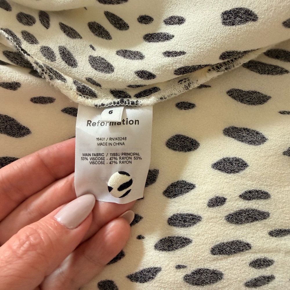 Reformation Cream Midi Dress with Black Spot Print - Picture 4 of 4